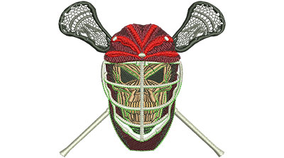 Embroidery Design: Lacrosse Skull Lg<br> 4.52w X 4.27h
