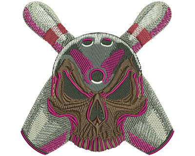 Embroidery Design: Bowling Skull Lg<br> 4.40w X 4.47h