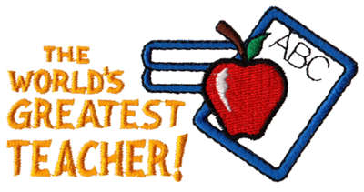 Embroidery Design: World's Greatest Teacher<br>4.33" x 2.15"