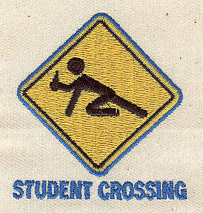 Embroidery Design: Student Crossing sign<br> 2.06w X 2.19h