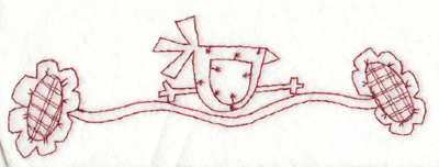 Embroidery Design: Snickerdoodle Country Bird With Flowers (large)<br>5.83" x 1.95"