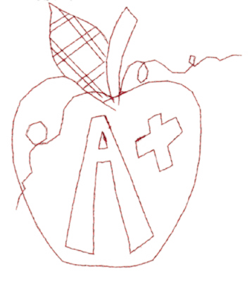 Embroidery Design: Apple A+ (large)<br>4.88" x 5.67"
