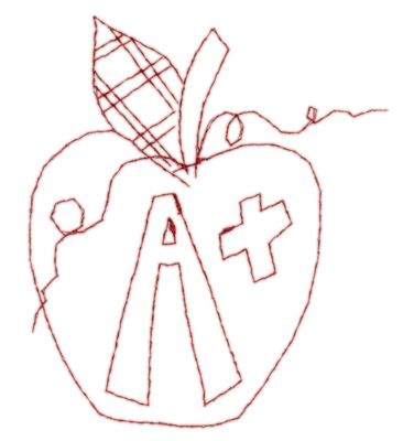 Embroidery Design: Apple A+<br>3.25" x 3.78"