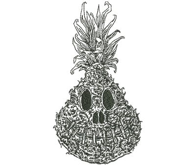 Shrunken Pineapple Outline Embroidery Design