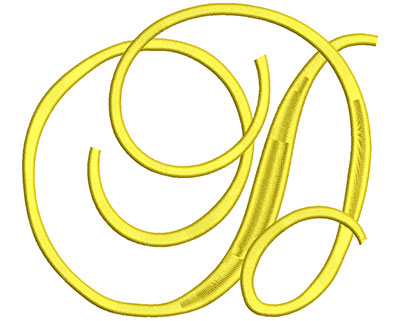 Embroidery Design: Script Initial D<br> 6.63w X 5.88h