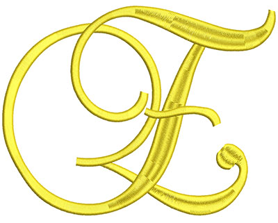 Embroidery Design: Script Initial E<br> 7.13w X 5.44h