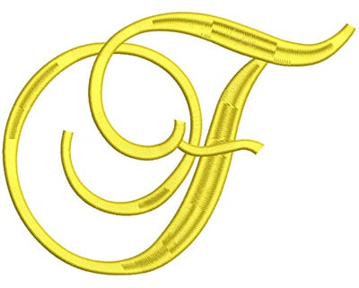 Embroidery Design: Script Initial F<br> 7.13w X 5.31h