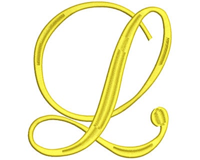 Embroidery Design: Script Initial L<br> 5.38w X 5.88h