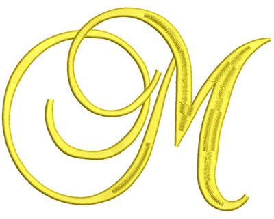 Embroidery Design: Script Initial M<br> 7.00w X 5.31h