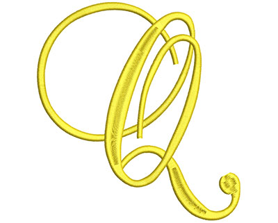 Embroidery Design: Script Initial Q<br> 5.44w X 5.81h