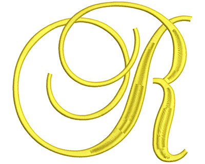 Embroidery Design: Script Initial R<br> 5.81w X 6.44h
