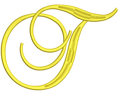 Embroidery Design: Script Initial T<br> 7.06w x 5.19h