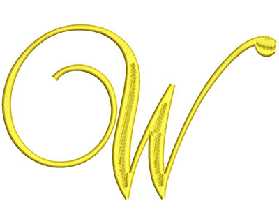 Embroidery Design: Script Initial W<br> 7.00w X 4.44h