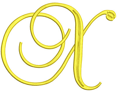Embroidery Design: Script Initial X<br> 7.06w X 5.44h