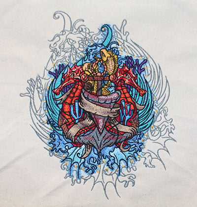 seahorse anchor embroidery design