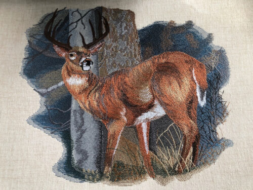 standing deer embroidery design