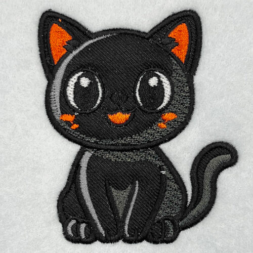 Applique cat embroidery design