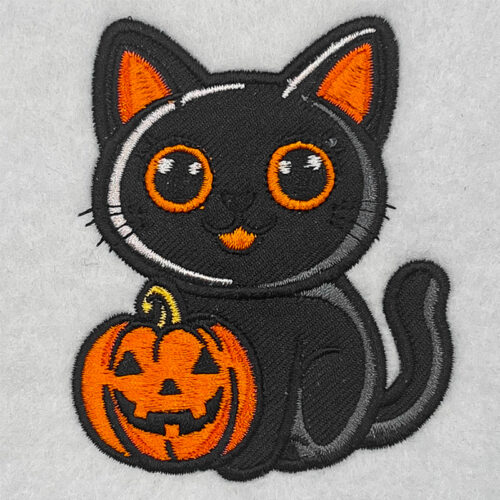 Applique cat embroidery design