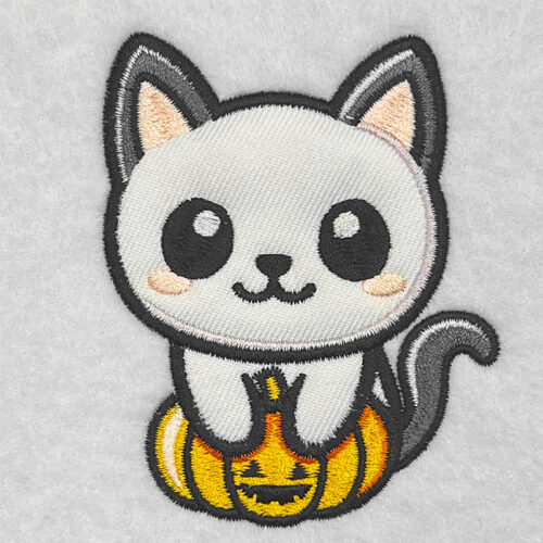 Applique cat embroidery design