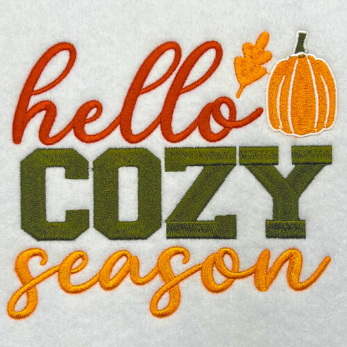 Hello Cozy embroidery design
