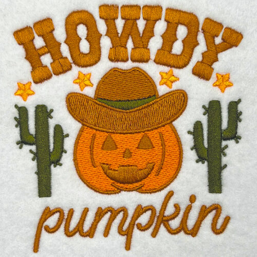 Howdy pumpkin embroidery design