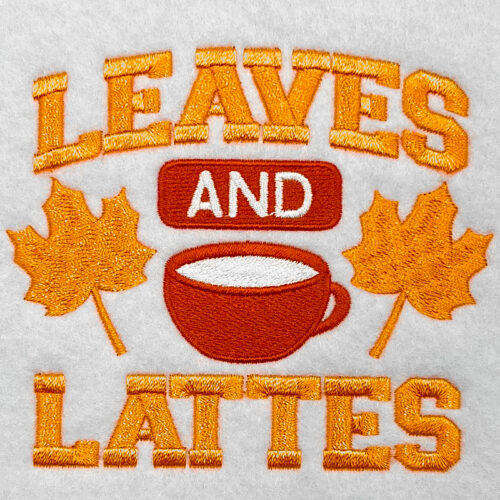 Leaves and Lattes embroidery design