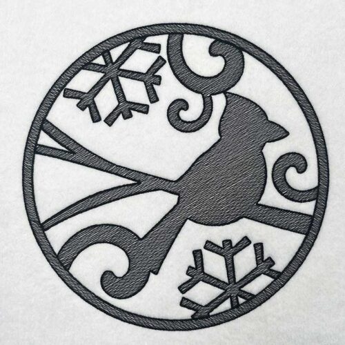Cardinal Silhouette embroidery design