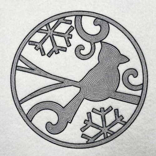 Cardinal Silhouette echo stitch embroidery design