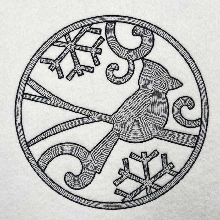 Cardinal Silhouette echo stitch embroidery design