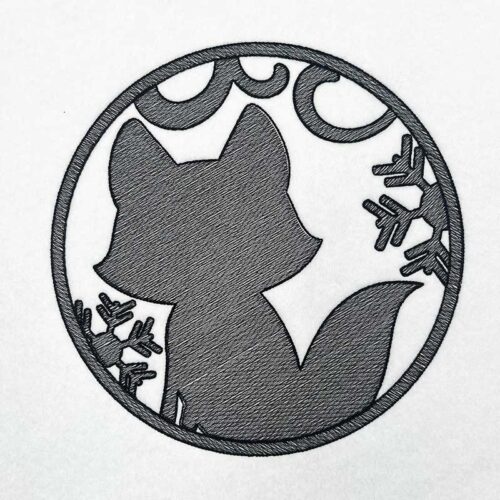 Fox Silhouette embroidery design