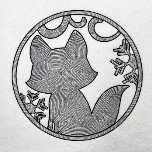 Fox Silhouette Mylar embroidery design