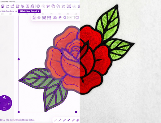 Stitch out beside embroidery software