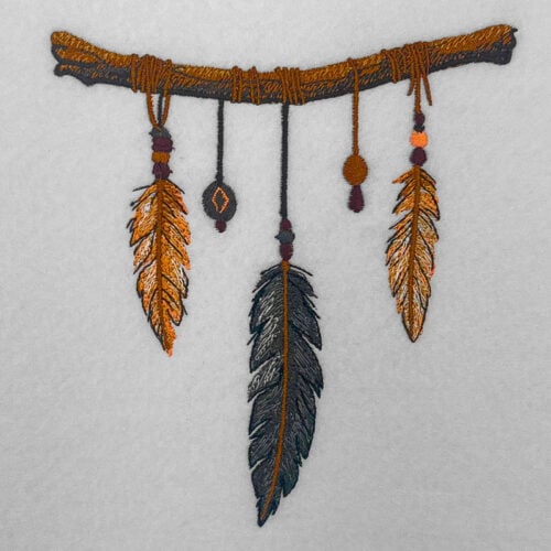 native feathers embroidery design