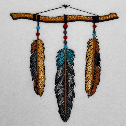 native feathers embroidery design