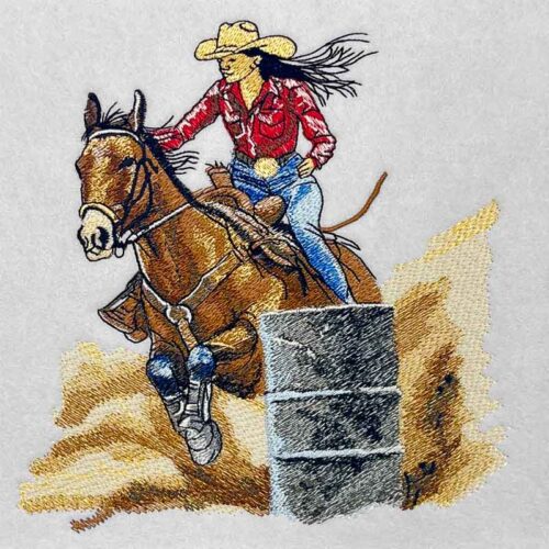 barrel racer embroidery design