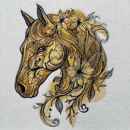 Floral Horse embroidery design