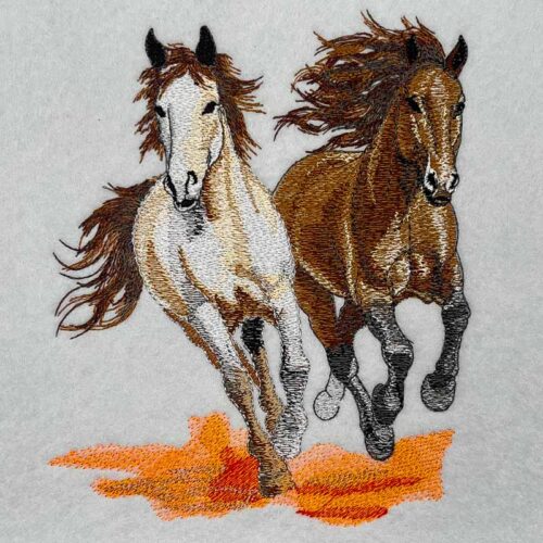 running horses embroidery design