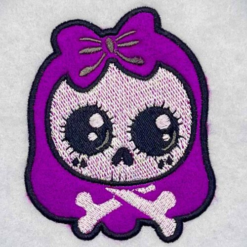 Embroidery Design: Girl Skull 2 Applique