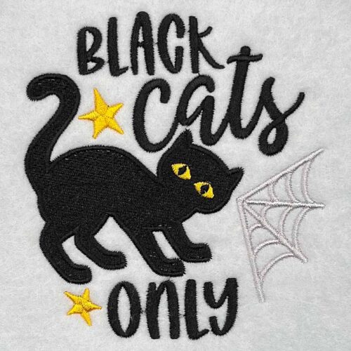 Black cats only embroidery design