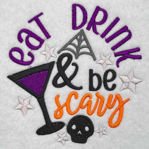 eat drink scary embroidery design