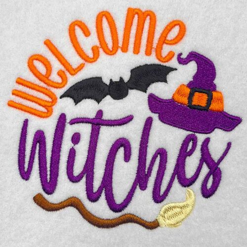 Welcome witches embroidery design