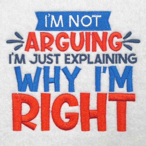 i'm not arguing embroidery design