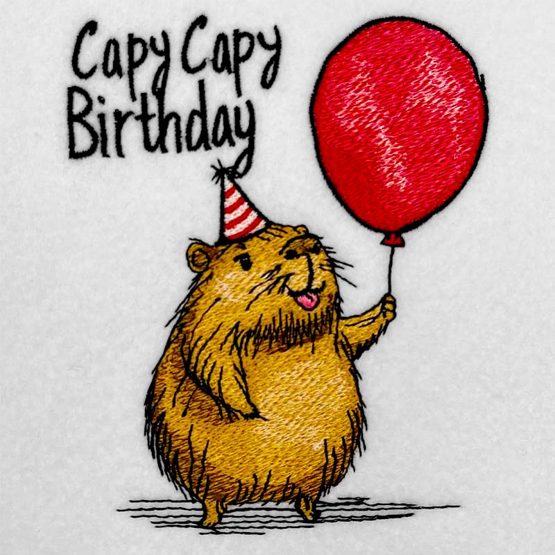 Capy Birthday embroidery design