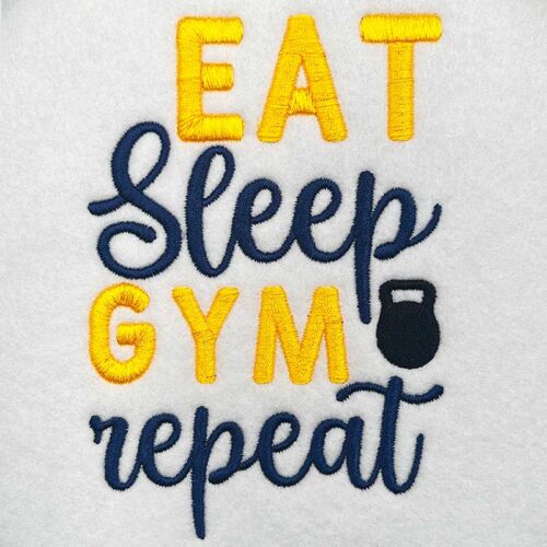 eat sleep gym repeat embroidery design