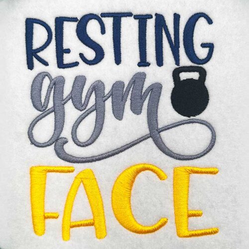 resting gym face embroidery design