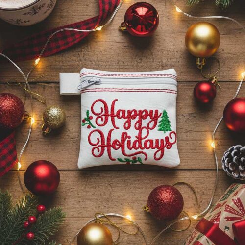 Happy Holidays zippy pouch