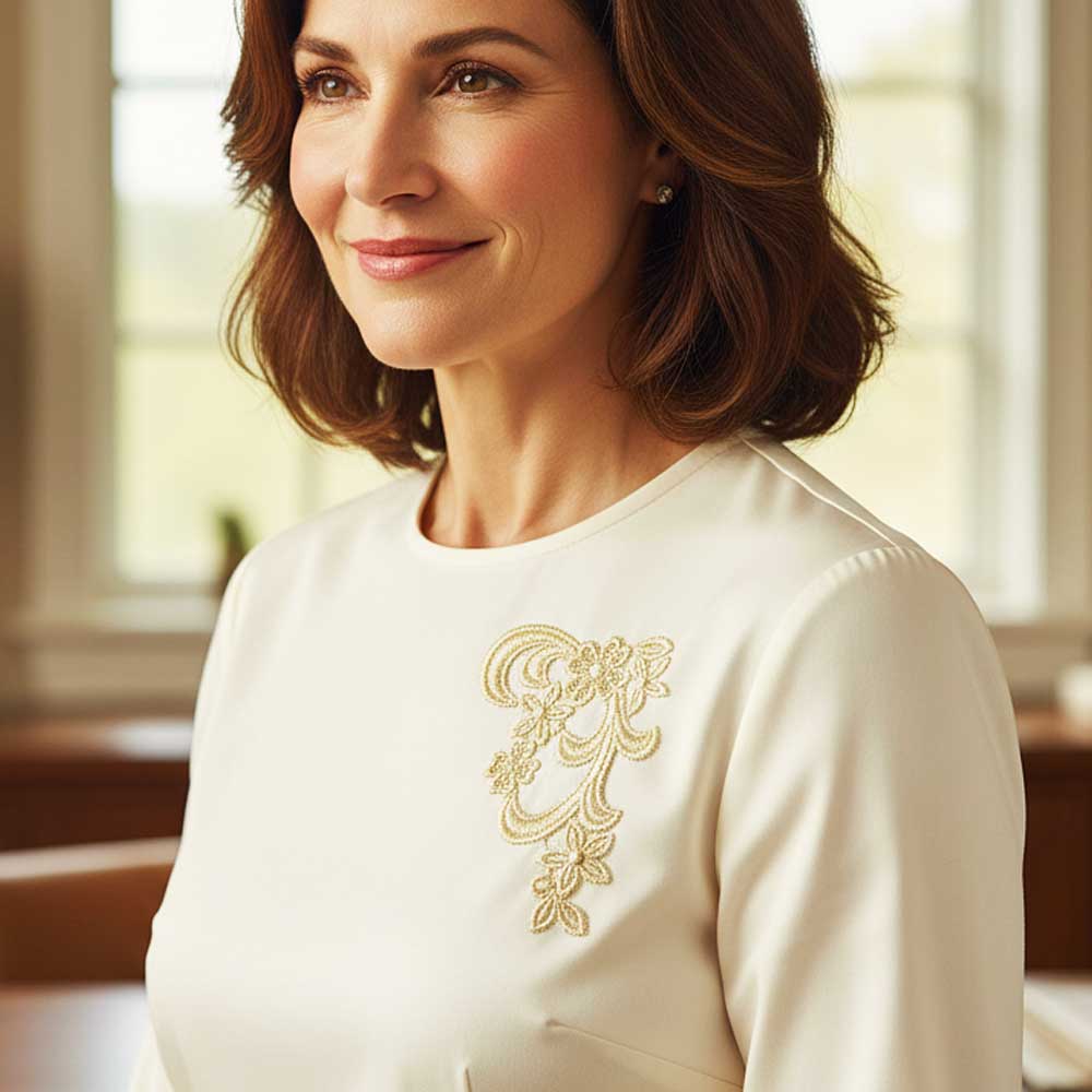 Lace embroidery design on shirt