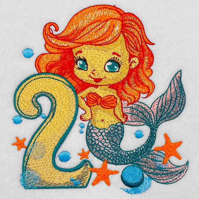 MermaidBabyNumber2 | Embroidery Legacy Mermaid baby number 2 embroidery design