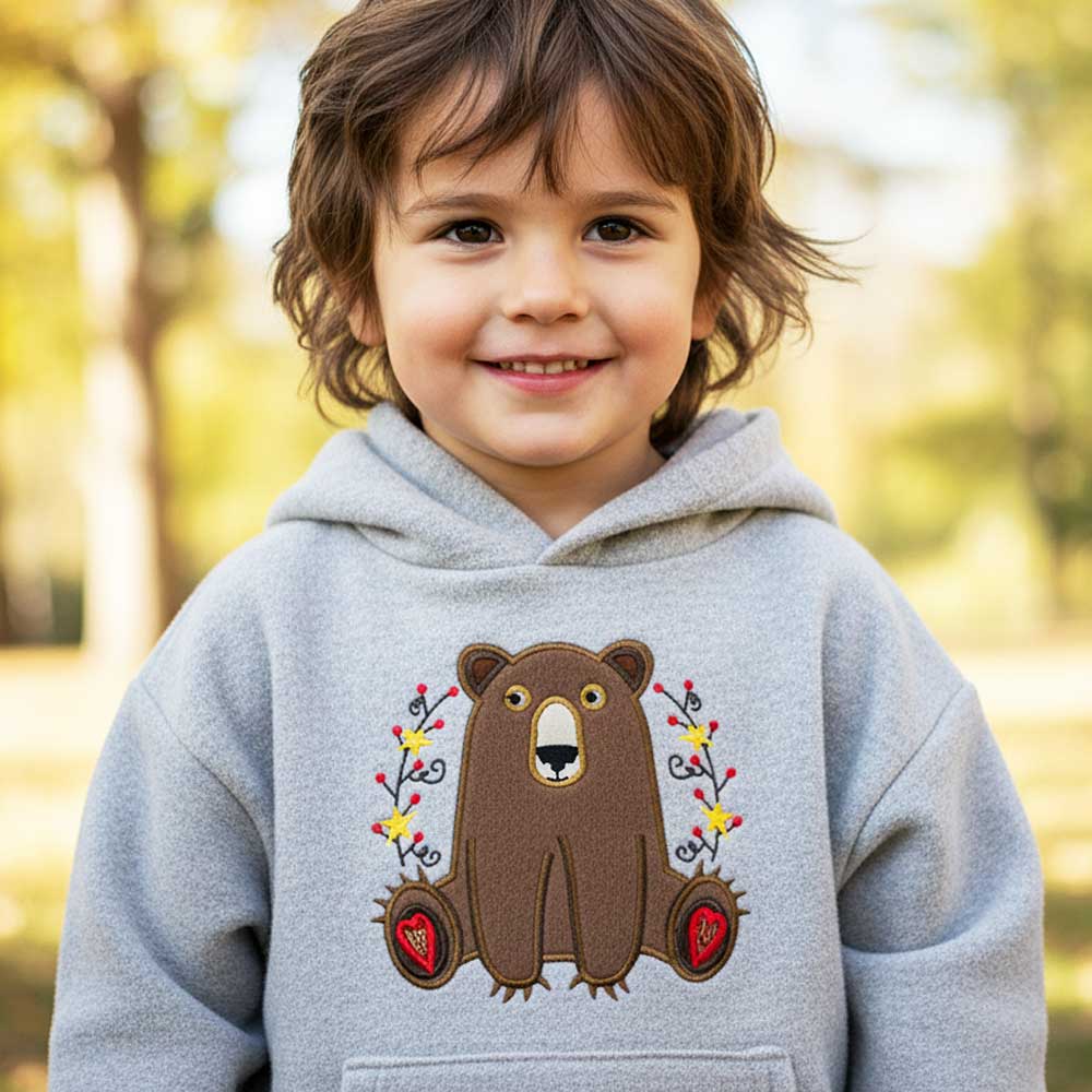 Cute bear applique design on sweater