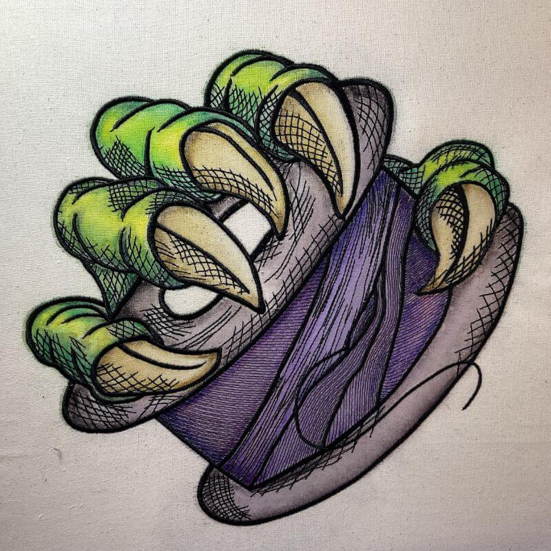 Claws and Bobbin embroidery design stitch out